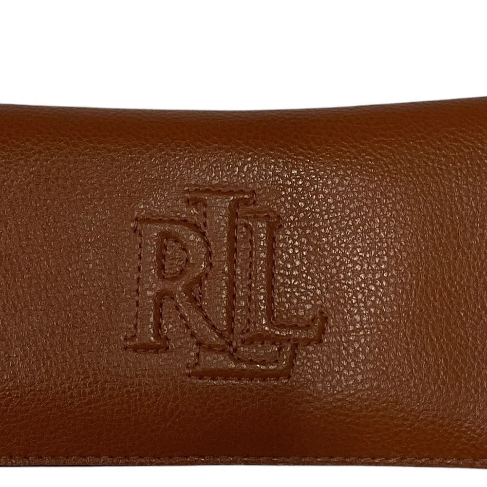 Lauren Ralph Lauren Women's Logo Embossed Leather Zip Wallet Cognac Brown One Sz